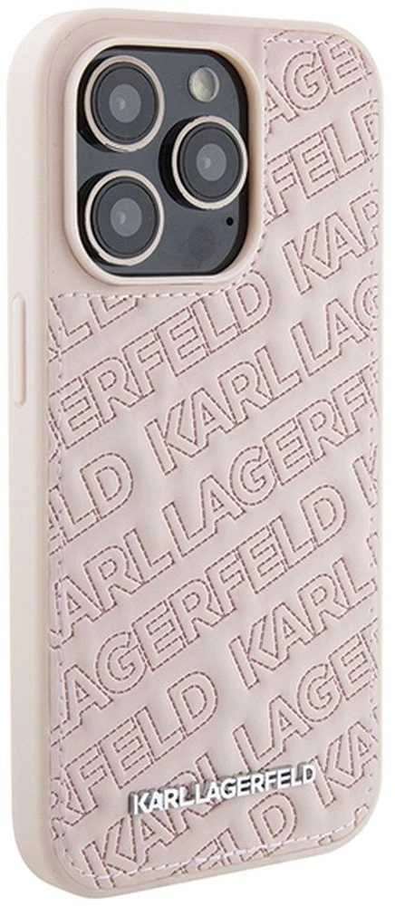 Karl Lagerfeld KLHCP15XPQKPMP Apple iPhone 15 Pro Max 6.7″ rožinės spalvos kietas dėklas Quilted K Pattern