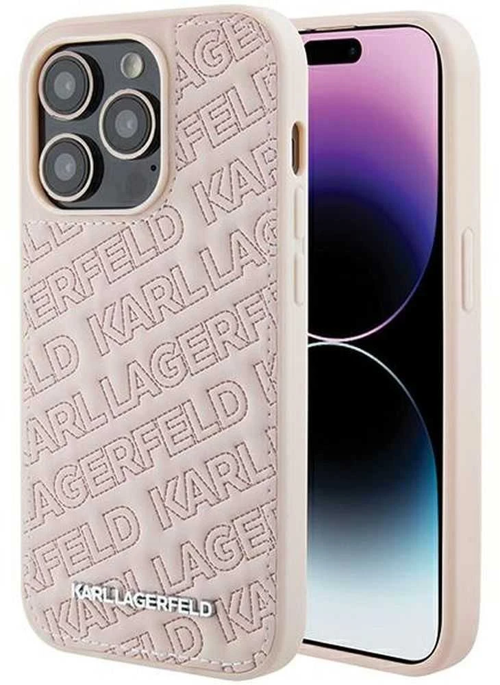 Karl Lagerfeld KLHCP15XPQKPMP Apple iPhone 15 Pro Max 6.7″ rožinės spalvos kietas dėklas Quilted K Pattern