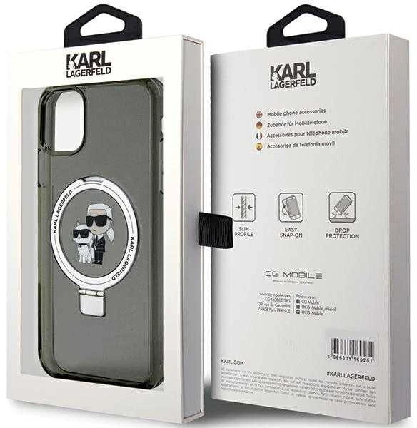 Karl Lagerfeld KLHMN61HMRSKCK Apple iPhone 11/ Xr 6.1″ juodos spalvos kietas dėklas Ring Stand Karl&Choupettte Ma