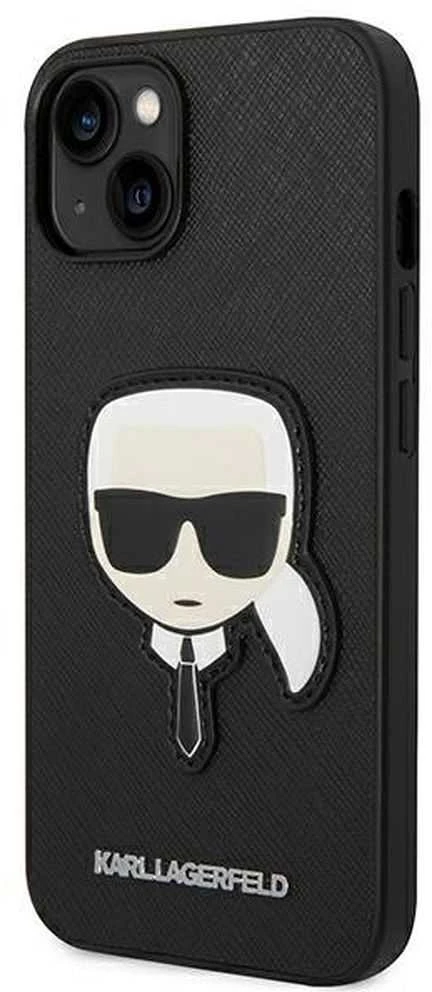 Dėklas Karl Lagerfeld KLHCP14MSAPKHK IPHONE 14 PLUS / 15 PLUS 6.7 "Juodas / Juodas HARDCASE SAFFIANO KARL`S HEAD PATCH
