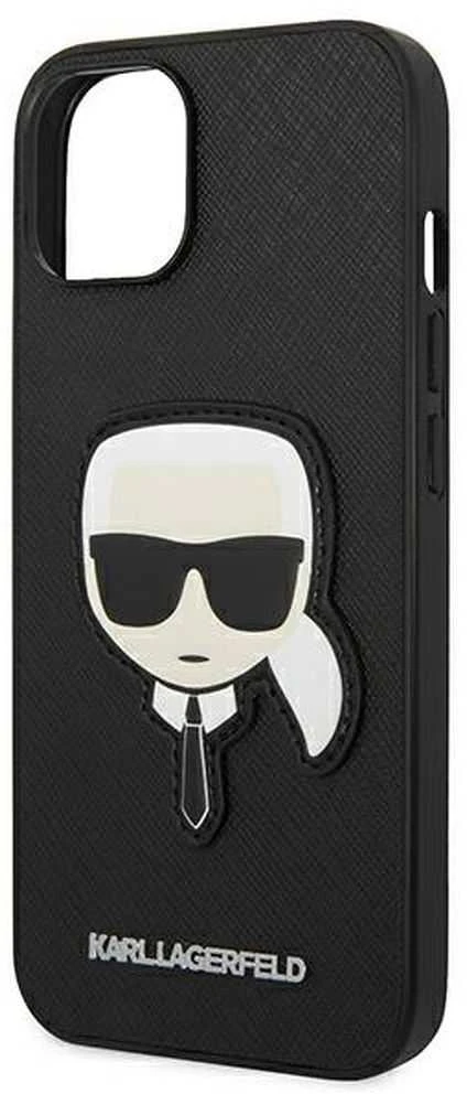 Dėklas Karl Lagerfeld KLHCP14MSAPKHK IPHONE 14 PLUS / 15 PLUS 6.7 "Juodas / Juodas HARDCASE SAFFIANO KARL`S HEAD PATCH