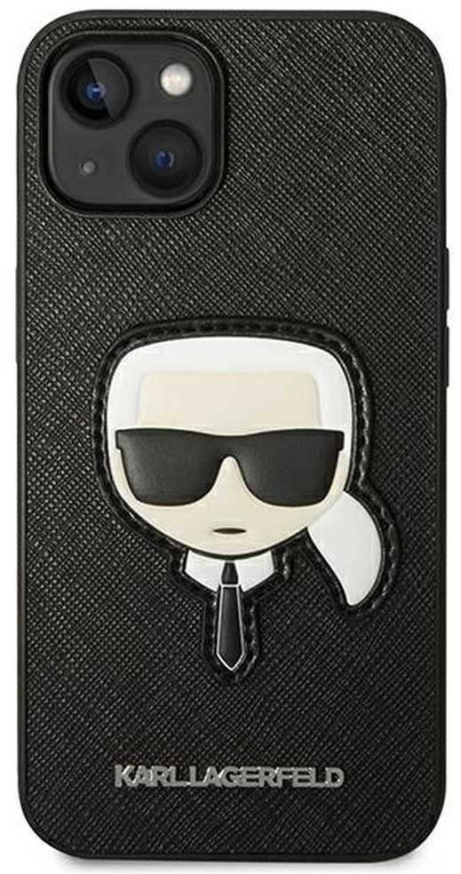 Dėklas Karl Lagerfeld KLHCP14MSAPKHK IPHONE 14 PLUS / 15 PLUS 6.7 "Juodas / Juodas HARDCASE SAFFIANO KARL`S HEAD PATCH