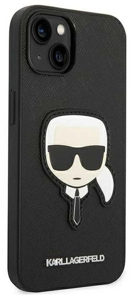 Dėklas Karl Lagerfeld KLHCP14MSAPKHK IPHONE 14 PLUS / 15 PLUS 6.7 "Juodas / Juodas HARDCASE SAFFIANO KARL`S HEAD PATCH