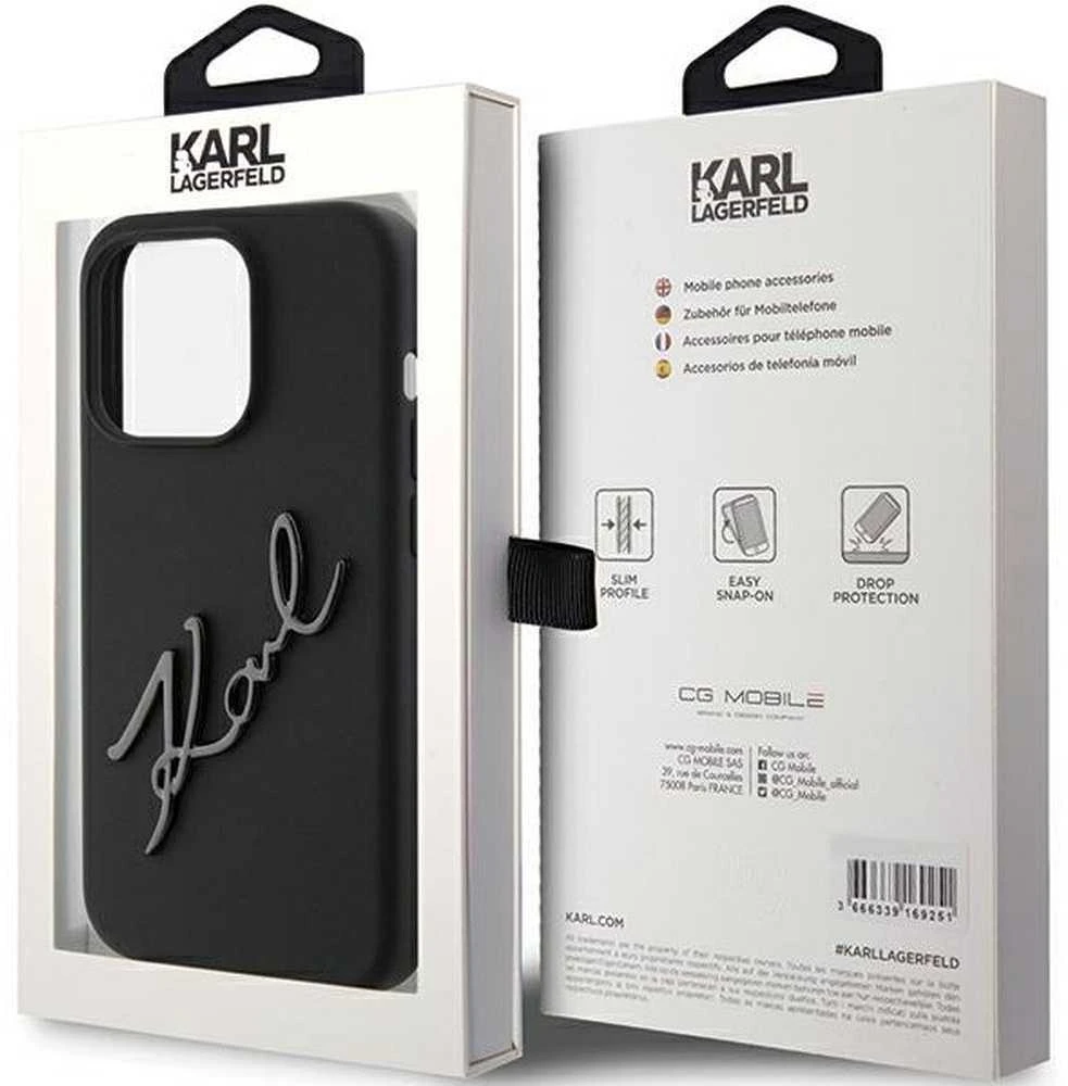 Karl Lagerfeld KLHCP15LSKSBMCK Apple iPhone 15 Pro 6.1″ juodos spalvos kietas dėklas Silicone Karl Script