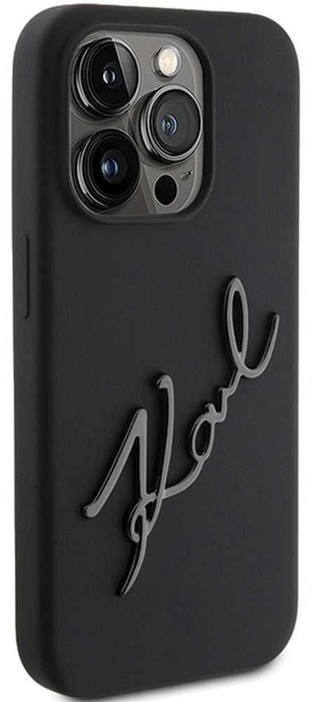 Karl Lagerfeld KLHCP15LSKSBMCK Apple iPhone 15 Pro 6.1″ juodos spalvos kietas dėklas Silicone Karl Script