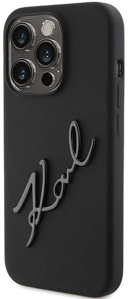 Karl Lagerfeld KLHCP15LSKSBMCK Apple iPhone 15 Pro 6.1″ juodos spalvos kietas dėklas Silicone Karl Script