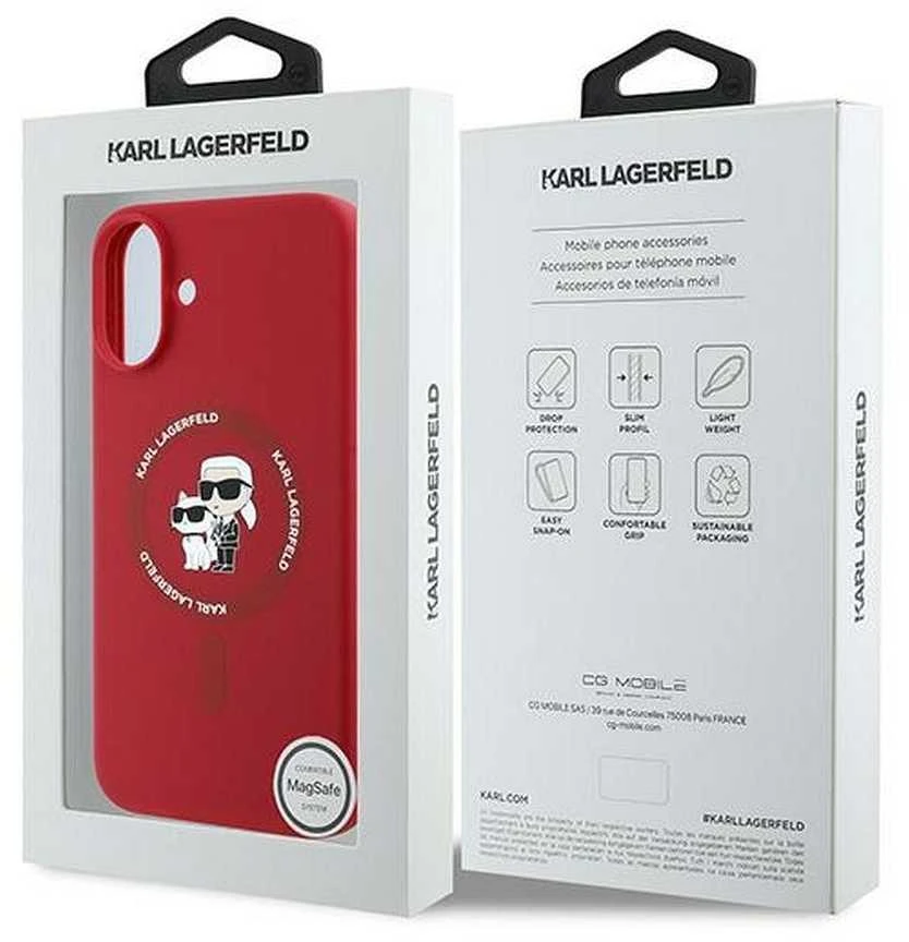 Karl Lagerfeld KLHMP16MSCMKCRHR Apple iPhone 16 Plus 6.7″ red kietas dėklas Silicone Karl&Choupette Hea