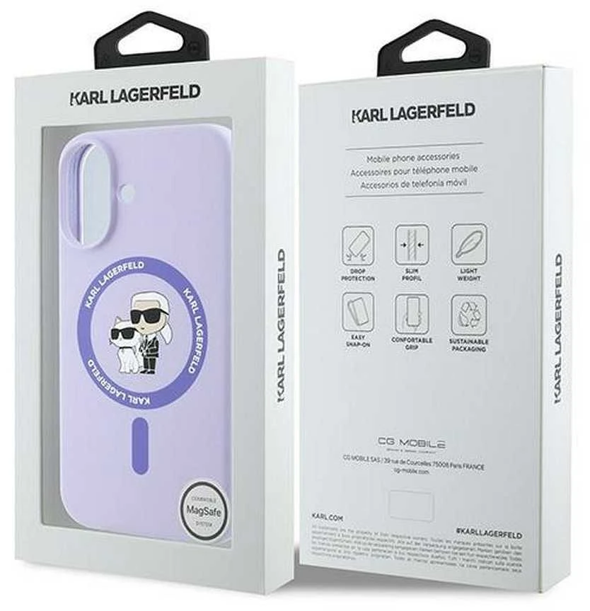 Karl Lagerfeld KLHMP16MSCMKCRHU Apple iPhone 16 Plus 6.7″ violetinės spalvos kietas dėklas Silicone Karl&Choupette