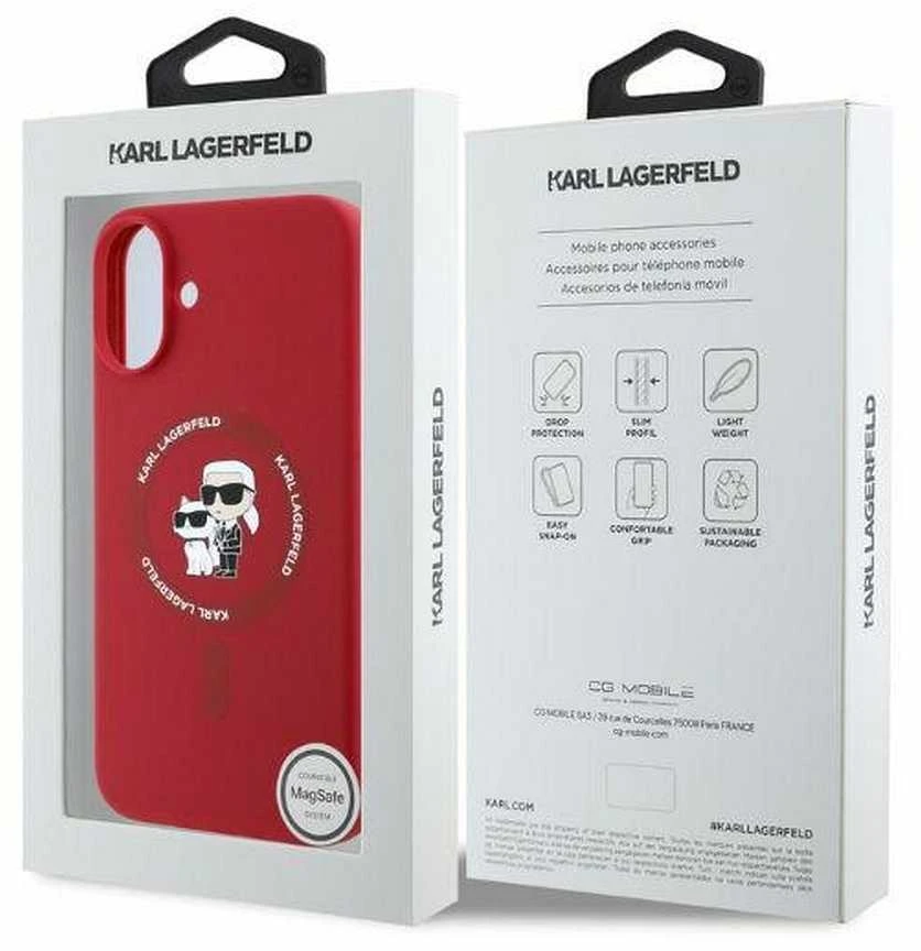 Karl Lagerfeld KLHMP16SSCMKCRHR Apple iPhone 16 6.1″ red kietas dėklas Silicone Karl&Choupette Heads Ri