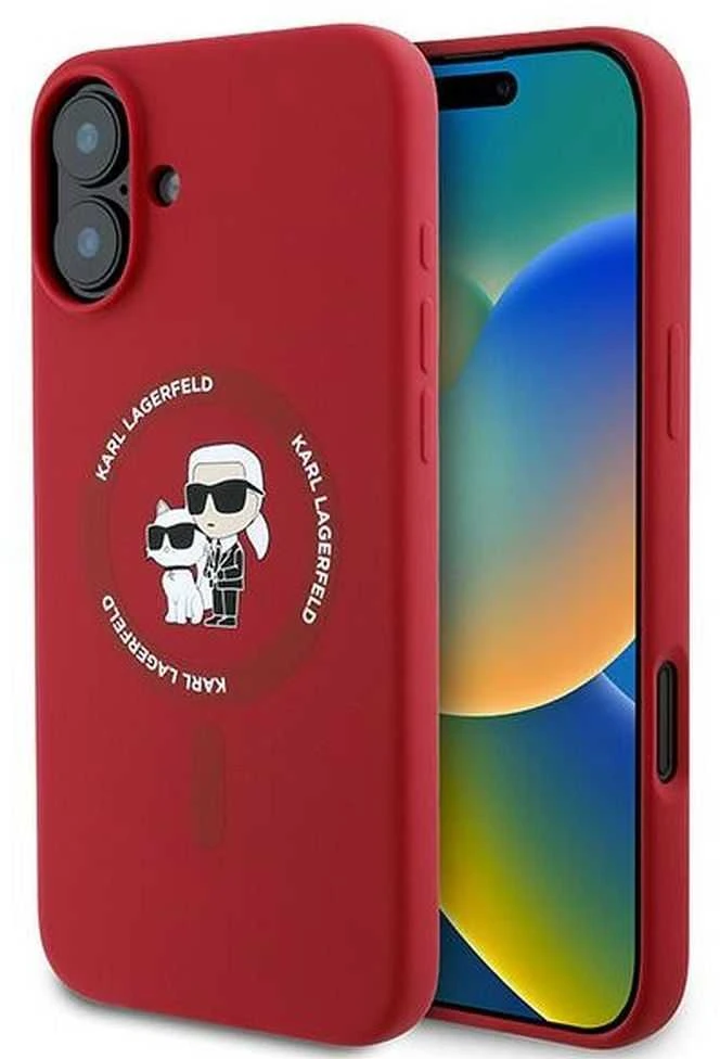 Karl Lagerfeld KLHMP16MSCMKCRHR Apple iPhone 16 Plus 6.7″ red kietas dėklas Silicone Karl&Choupette Hea