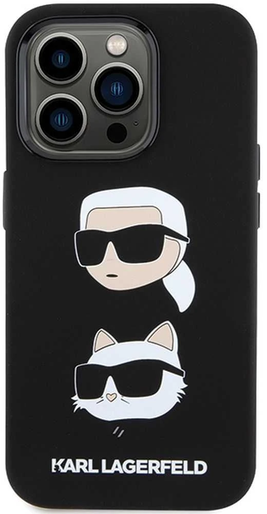 Dėklas Karl Lagerfeld KLHCP15XSDHKNK IPHONE 15 PRO MAX 6.7 "Juodas/Juodas SILICONE KARL & CHUPETTE HEAD