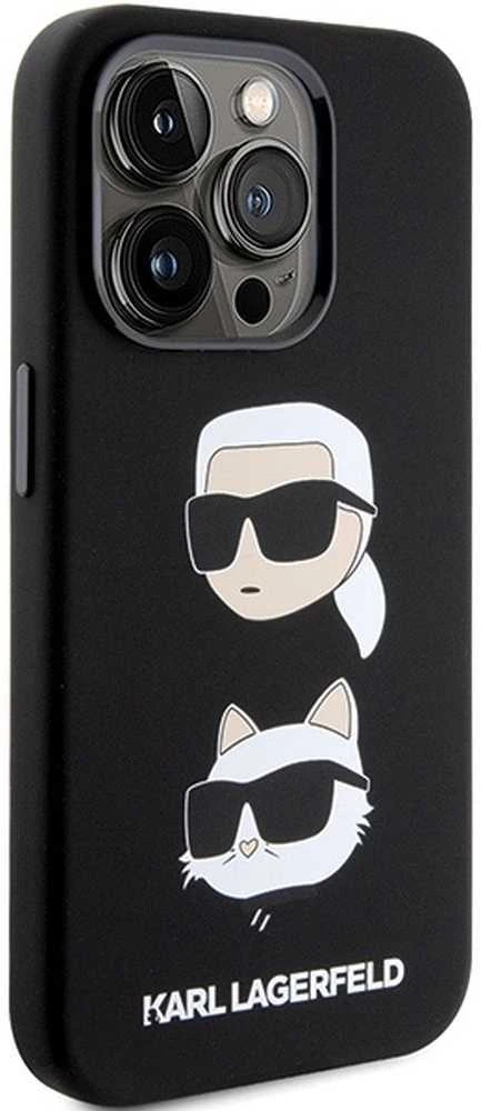 Dėklas Karl Lagerfeld KLHCP15LSDHKCNK IPHONE 15 PRO 6.1 "Juodas/Juodas SILICONE KARL & CHUPETTE HEAD