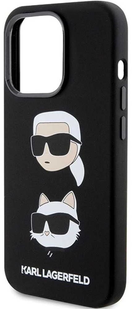 Dėklas Karl Lagerfeld KLHCP15LSDHKCNK IPHONE 15 PRO 6.1 "Juodas/Juodas SILICONE KARL & CHUPETTE HEAD