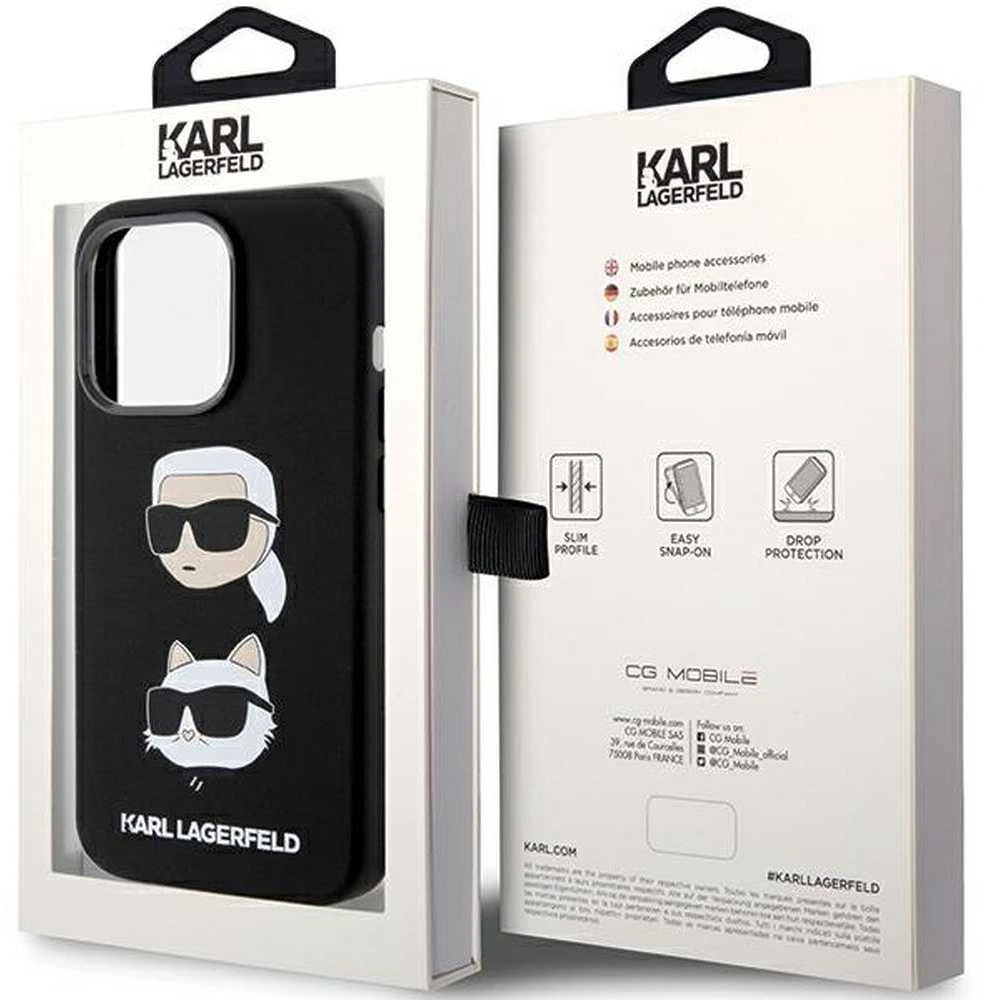 Dėklas Karl Lagerfeld KLHCP15XSDHKNK IPHONE 15 PRO MAX 6.7 "Juodas/Juodas SILICONE KARL & CHUPETTE HEAD