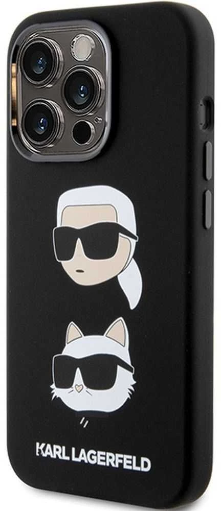 Dėklas Karl Lagerfeld KLHCP15LSDHKCNK IPHONE 15 PRO 6.1 "Juodas/Juodas SILICONE KARL & CHUPETTE HEAD