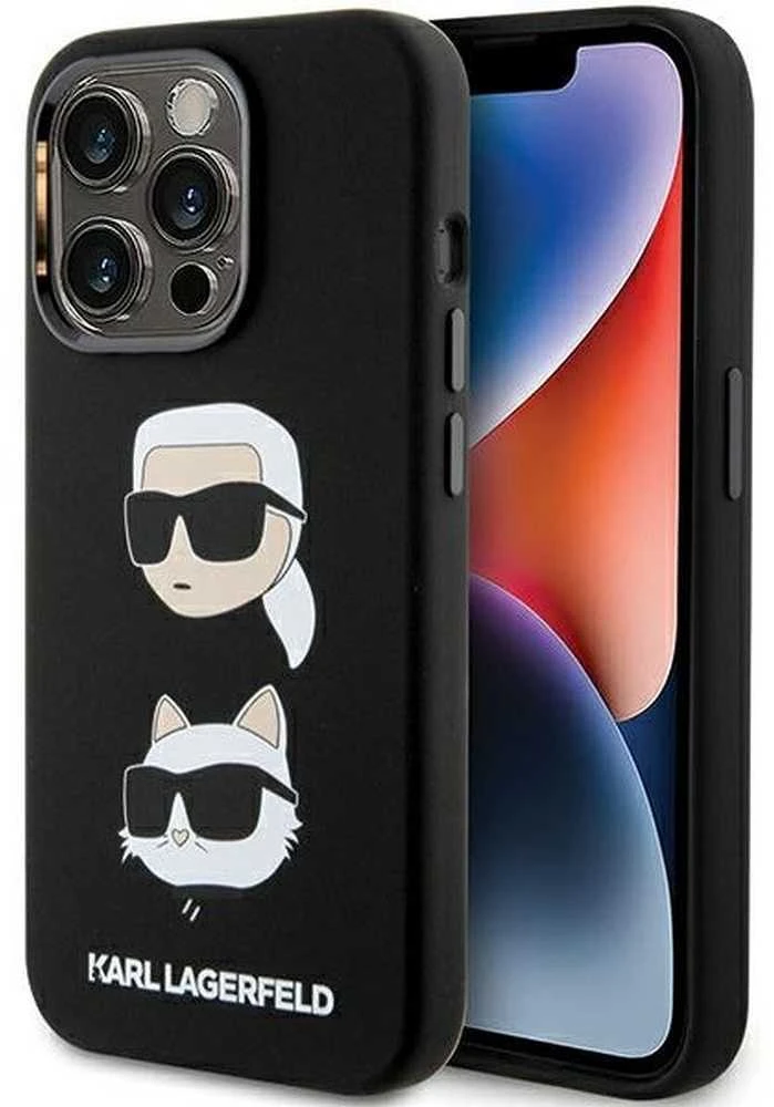Dėklas Karl Lagerfeld KLHCP15LSDHKCNK IPHONE 15 PRO 6.1 "Juodas/Juodas SILICONE KARL & CHUPETTE HEAD