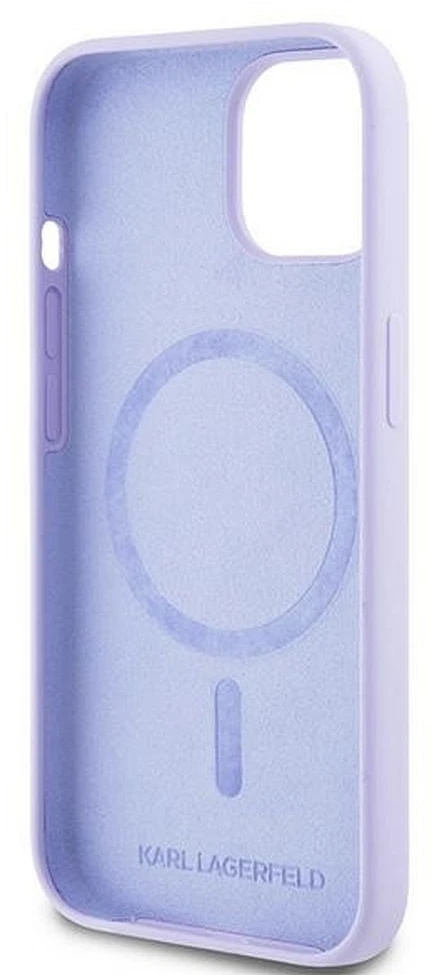 Karl Lagerfeld KLHMP15SSCMKCRHU Apple iPhone 15 6.1″ violetinės spalvos kietas dėklas Silicone Karl&Choupette Heads Ring