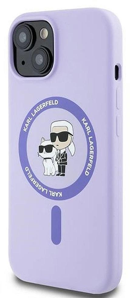 Karl Lagerfeld KLHMP15SSCMKCRHU Apple iPhone 15 6.1″ violetinės spalvos kietas dėklas Silicone Karl&Choupette Heads Ring