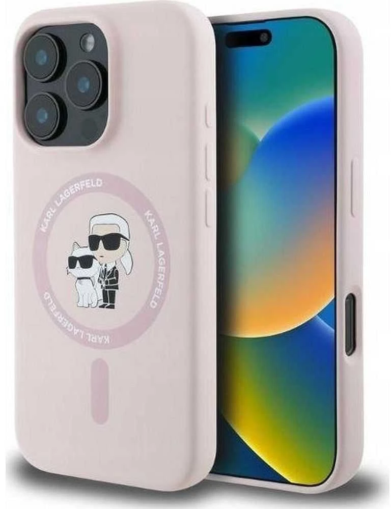 Karl Lagerfeld KLHMP16MSCMKCRHP Apple iPhone 16 Plus 6.7″ rožinės spalvos kietas dėklas Silicone Karl&Choupette Head