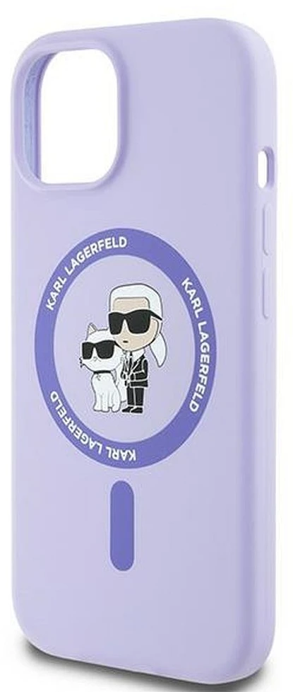 Karl Lagerfeld KLHMP15SSCMKCRHU Apple iPhone 15 6.1″ violetinės spalvos kietas dėklas Silicone Karl&Choupette Heads Ring