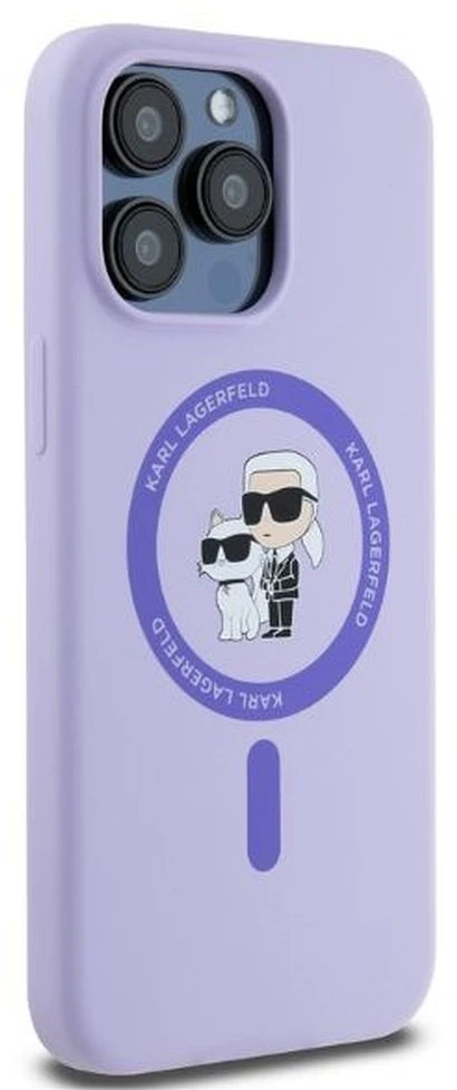 Karl Lagerfeld KLHMP15XSCMKCRHU Apple iPhone 15 Pro Max 6.7″ violetinės spalvos kietas dėklas Silicone Karl&Choupe Heads