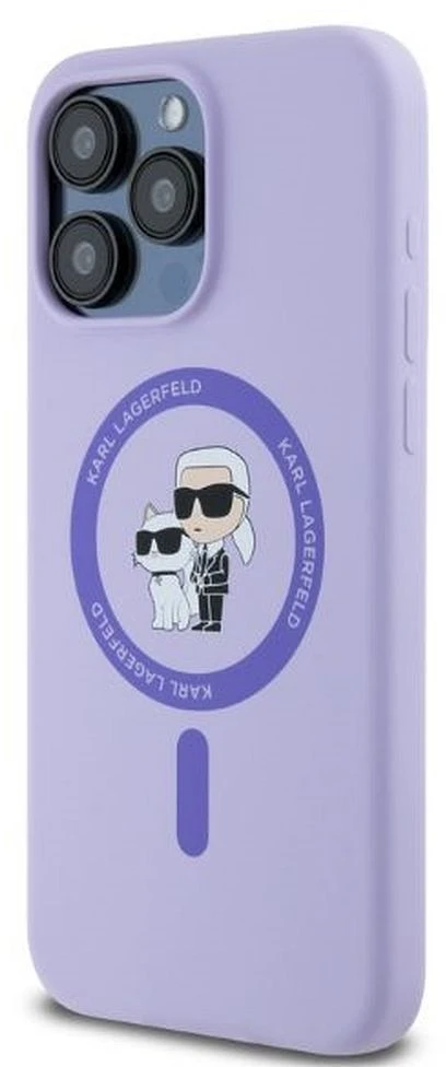 Karl Lagerfeld KLHMP15XSCMKCRHU Apple iPhone 15 Pro Max 6.7″ violetinės spalvos kietas dėklas Silicone Karl&Choupe Heads
