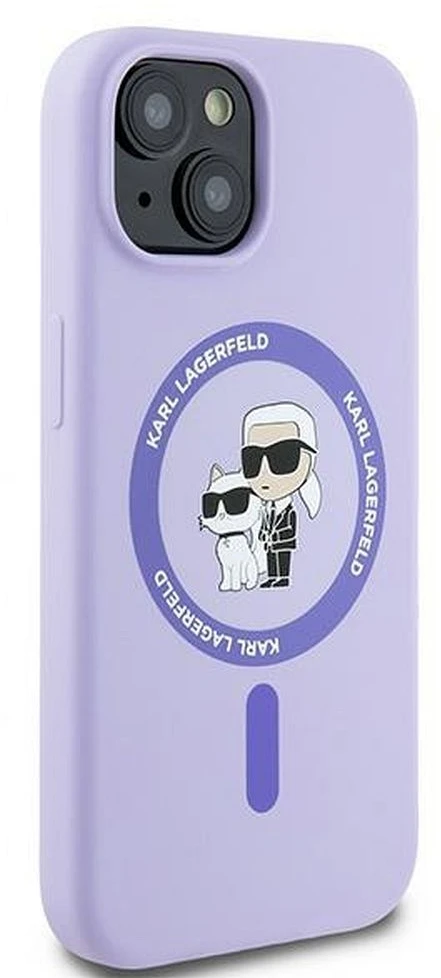 Karl Lagerfeld KLHMP15SSCMKCRHU Apple iPhone 15 6.1″ violetinės spalvos kietas dėklas Silicone Karl&Choupette Heads Ring