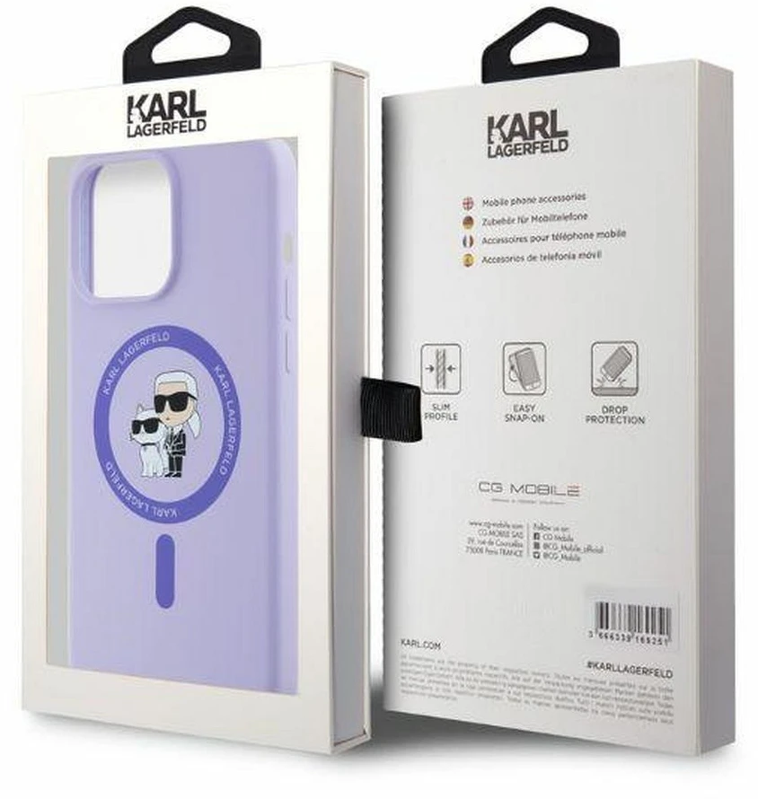 Karl Lagerfeld KLHMP15XSCMKCRHU Apple iPhone 15 Pro Max 6.7″ violetinės spalvos kietas dėklas Silicone Karl&Choupe Heads