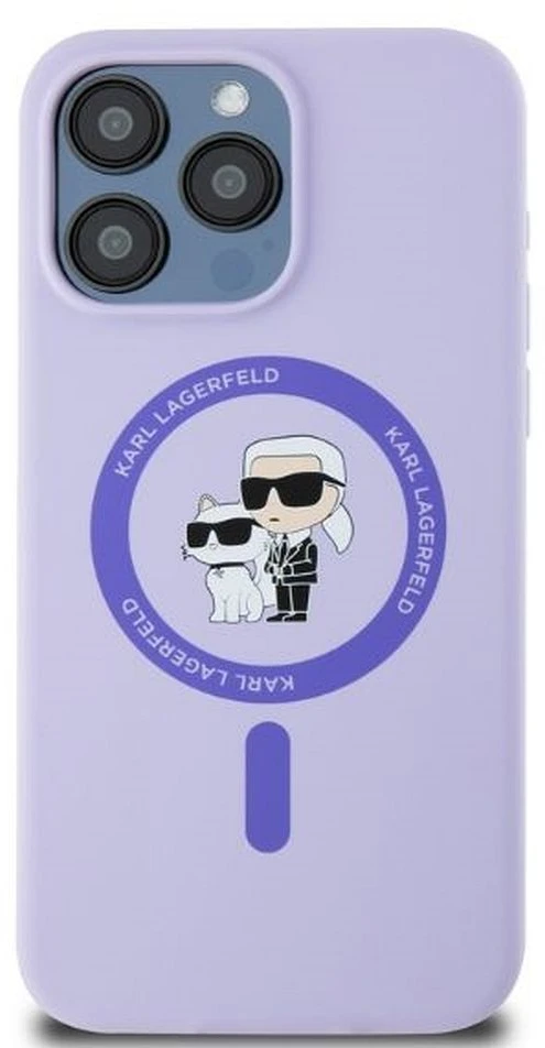 Karl Lagerfeld KLHMP15XSCMKCRHU Apple iPhone 15 Pro Max 6.7″ violetinės spalvos kietas dėklas Silicone Karl&Choupe Heads