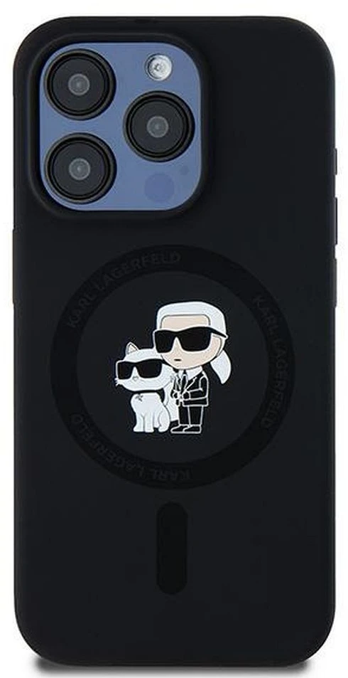 Karl Lagerfeld dėklas skirtas Apple iPhone 15 Pro compatible with MagSafe KLHMP15LSCMKCRHK (Silicone KC Body Ring) juodos spalvos