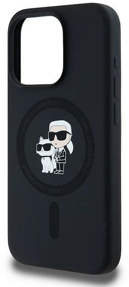 Karl Lagerfeld dėklas skirtas Apple iPhone 15 Pro compatible with MagSafe KLHMP15LSCMKCRHK (Silicone KC Body Ring) juodos spalvos