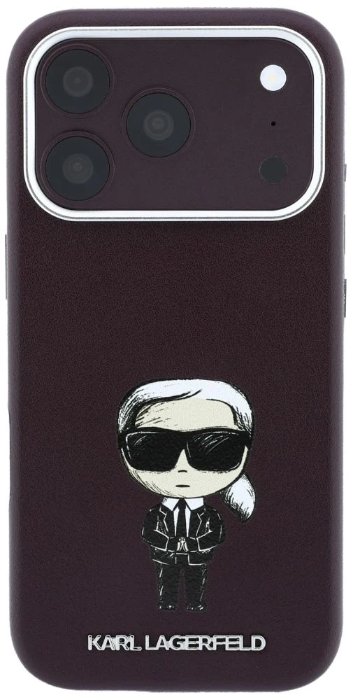 Dėklas Karl Lagerfeld case for IPHONE 18 Pro/ 17 Pro compatible with MagSafe (Smooth Ikonik Sketch) burgundy