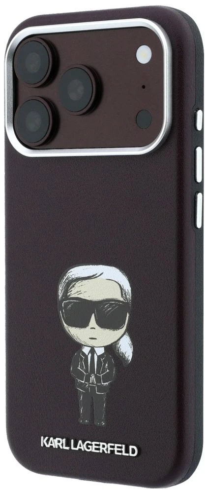Dėklas Karl Lagerfeld case for IPHONE 18 Pro/ 17 Pro compatible with MagSafe (Smooth Ikonik Sketch) burgundy
