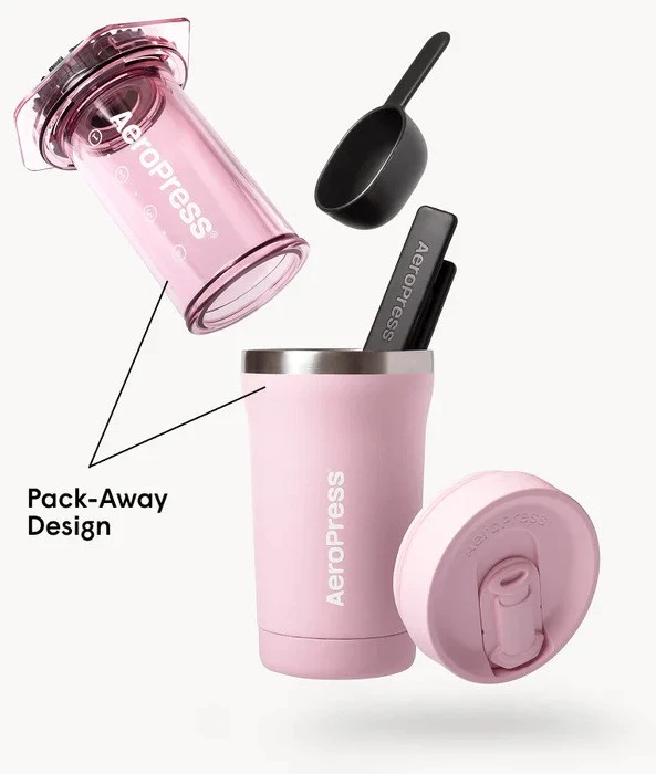 AEROPRESS Go Plus with Rožinė Thermal Mug 475 ml