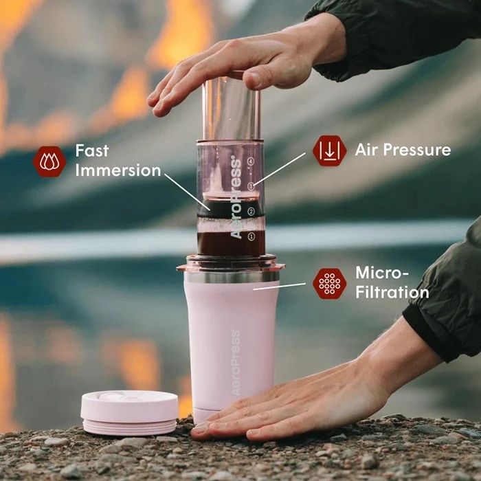 AEROPRESS Go Plus with Rožinė Thermal Mug 475 ml