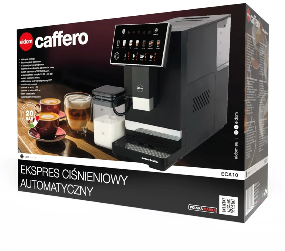 ELDOM ECA10 AUTOMATIC PRESSURE COFFEE MACHINE 7 PROGRAMS