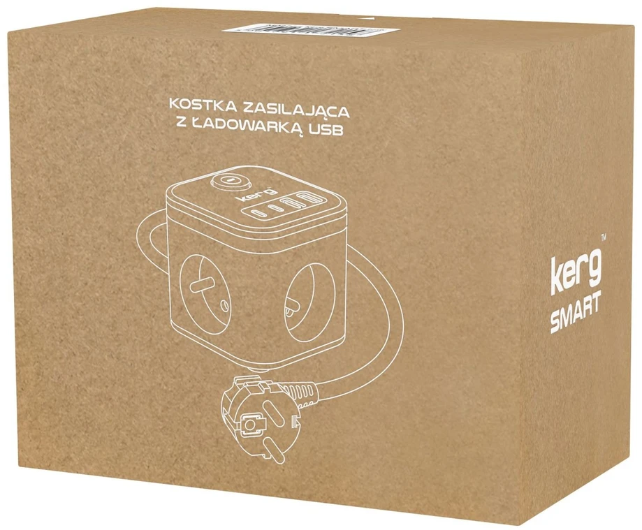 Inne KERG 3 lizdų maitinimo kubas + USB-A+USB-C įkroviklis 1,5 m 3×1,5 mm2 H05VV-F 16A/250V~ Išmanusis baltas