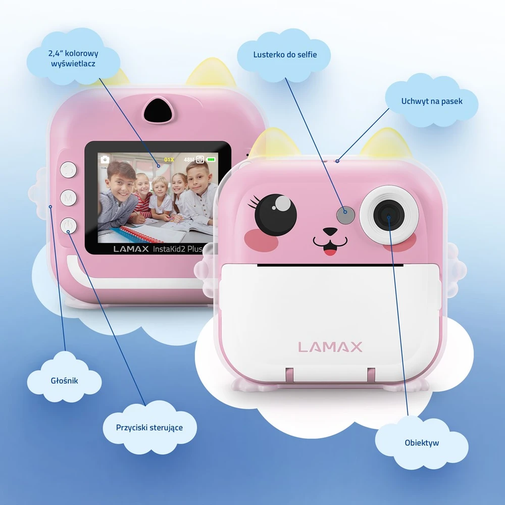 Vaikiška kamera LAMAX InstaKid2 Plus, rožinė