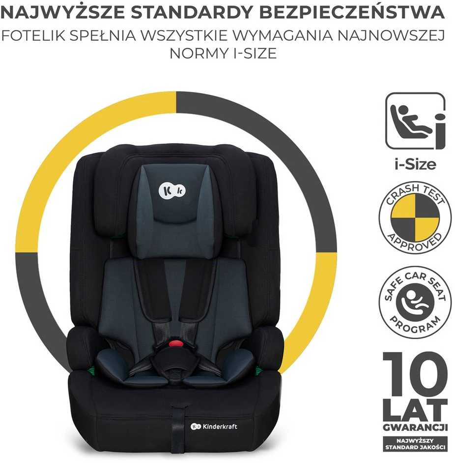 KINDERKRAFT automobilinė kėdutė COMFORT UP i-Size, juodos spalvos, KCCOUP02BLK0000