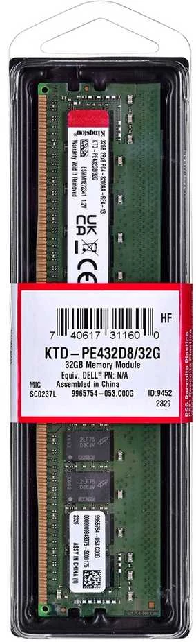RAM Kingston | KTD-PE432D8/32G | 32 GB | DDR4 | 3200 MHz | PC/serveris | Registered Yes | ECC Yes