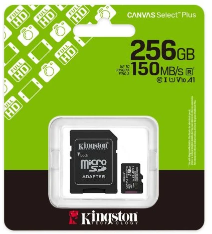 Kingston MicroSD kortelė Canvas Select Plus 256GB Class 10 + adapteris (SDCS3/256)