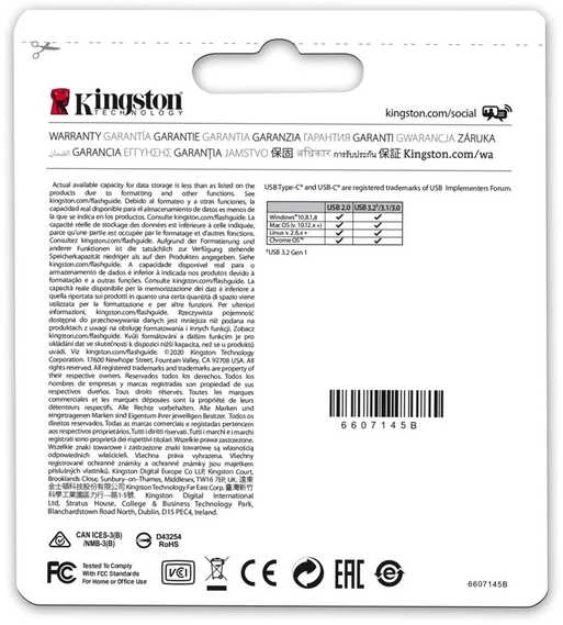 Kingston Technology DataTraveler 64GB microDuo 3C 200MB/s dual USB-A + USB-C