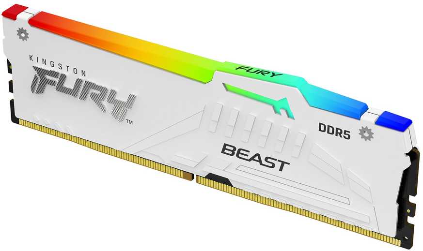 RAM „Kingston KF552C40BWAK4-128“ 128 GB 5200 MT/s DDR5 CL40 DIMM atmintis (4 vnt. rinkinys) „FURY Beast Baltas RGB XMP“ | „Kingston“