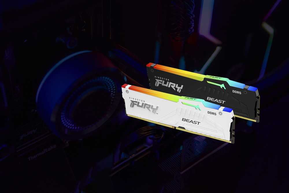 RAM „Kingston KF552C40BBAK4-128“ 128 GB 5200 MT/s DDR5 CL40 DIMM (4 vnt. rinkinys) „FURY Beast RGB XMP“ | „Kingston“