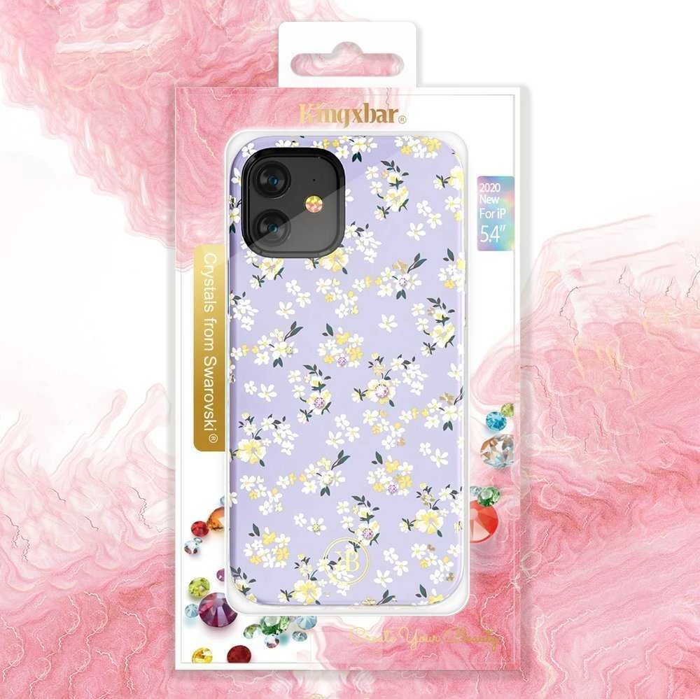Dėklas Kingxbar Blossom dekoruotas Swarovski kristalais iPhone 12 mini multicolour (Gardenia)
