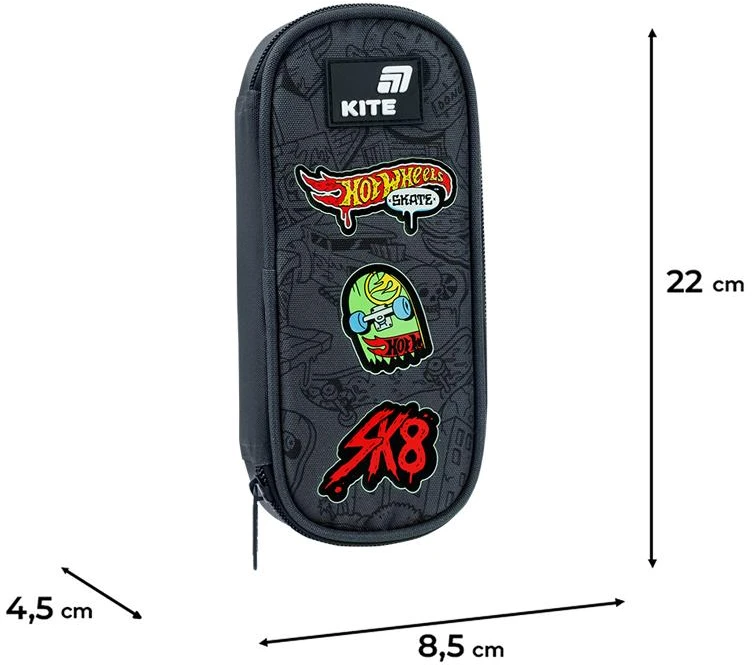 Kite Pieštukas case without supplies HW26-599. 21 cm x 8.5 cm. juodas