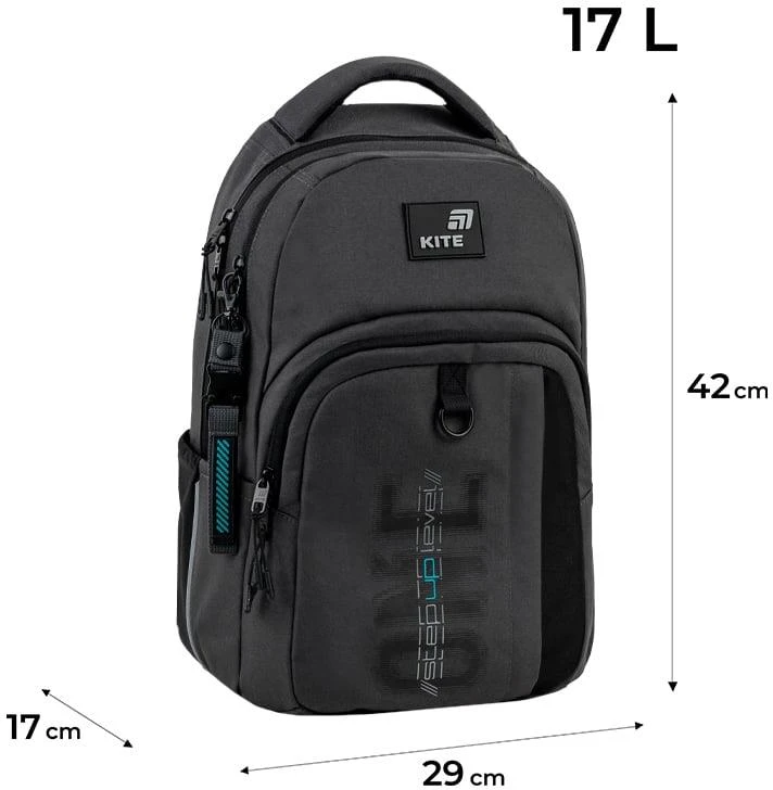 Mokyklinė kuprinė „Kite“ K26-2578M-3. pilkos sp.. 29x17x42 cm