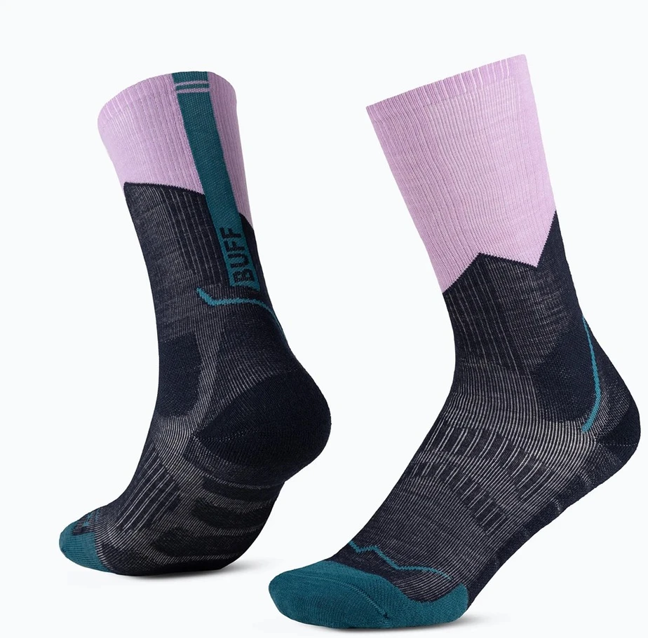 BUFF Merino MW Crew Socks MWC1 Socks, Juodas - Violetinė L