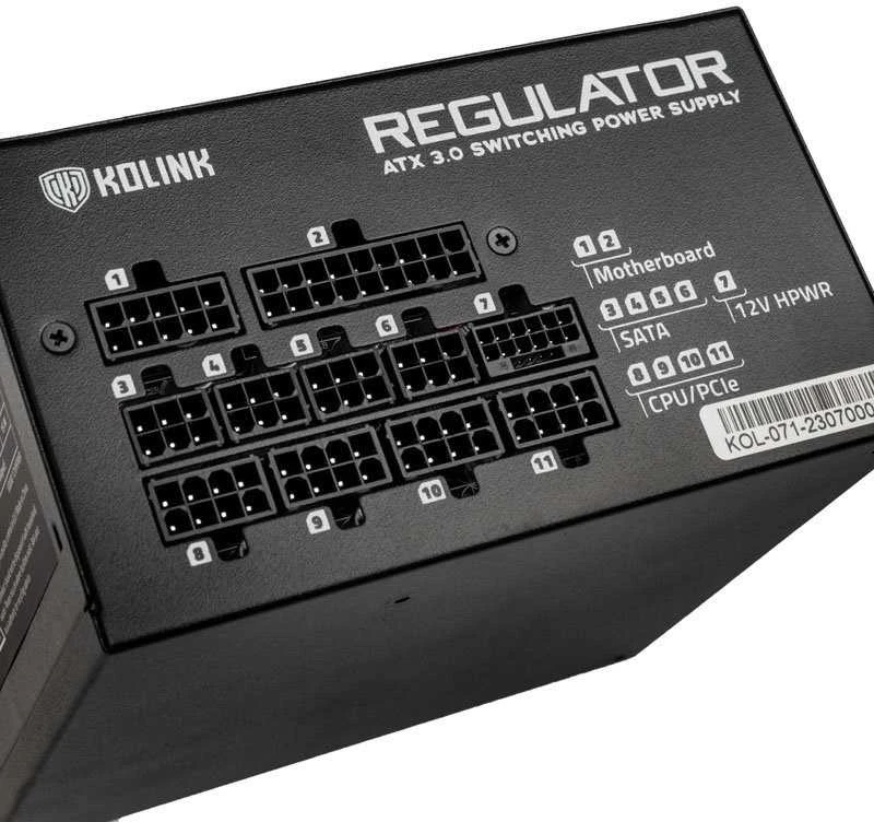 „Kolink Regulator 80 PLUS Gold“ maitinimo blokas, ATX 3.0, PCIe 5.0, modulinis – 1000 vatų