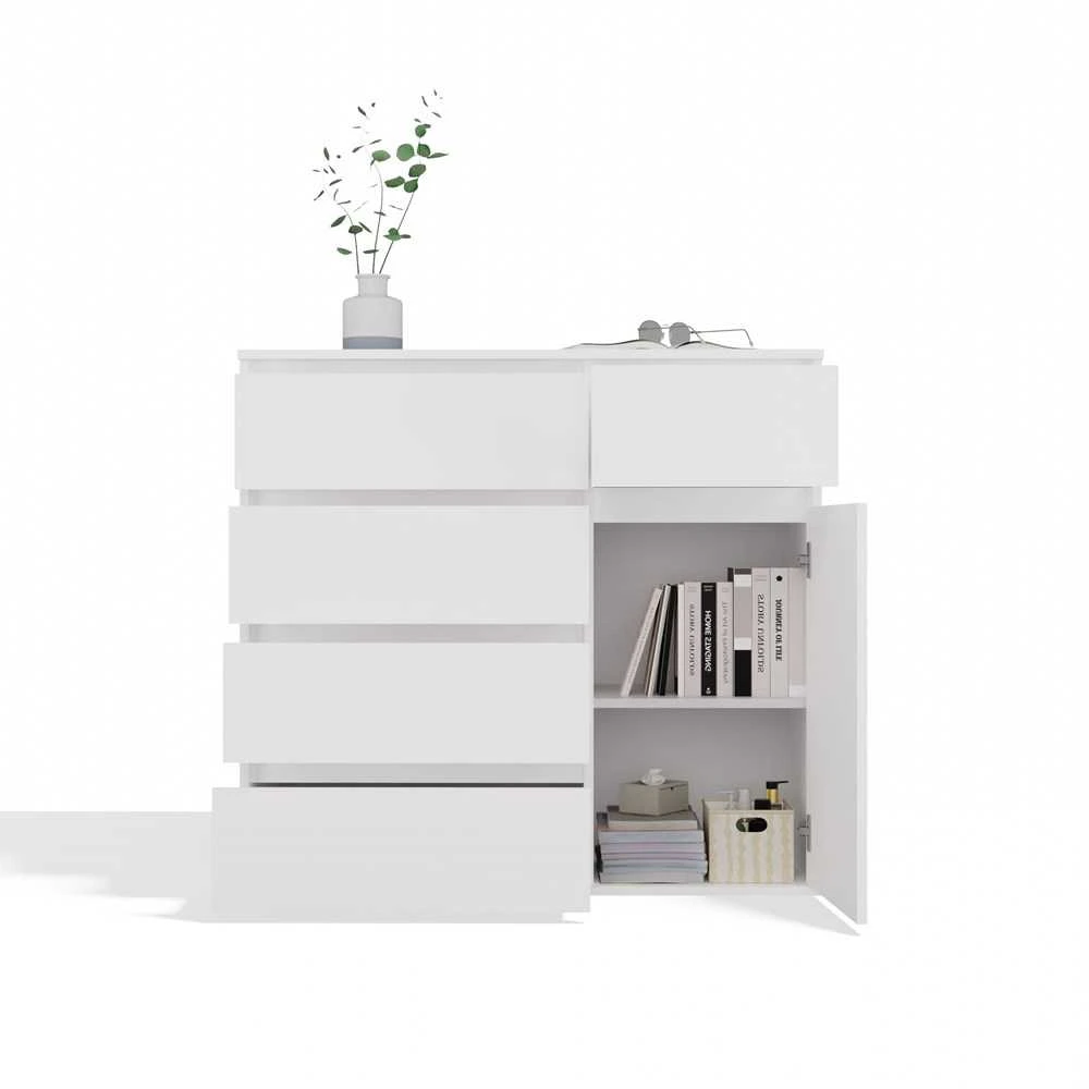 Top E Shop MALWA 1D5S Baltas komoda su stalčiais